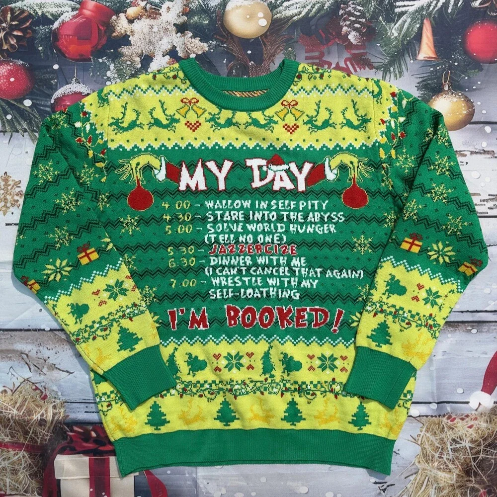 Day Women's I'm Booked Ugly Christmas Sweater 2025 Xmas Knitted Sweaters Men XL